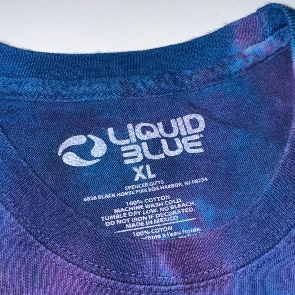 Liquid Blue Alice in Wonderland Vibrant Tie-Dye‎ Graphic Tee - Picture 2 of 3